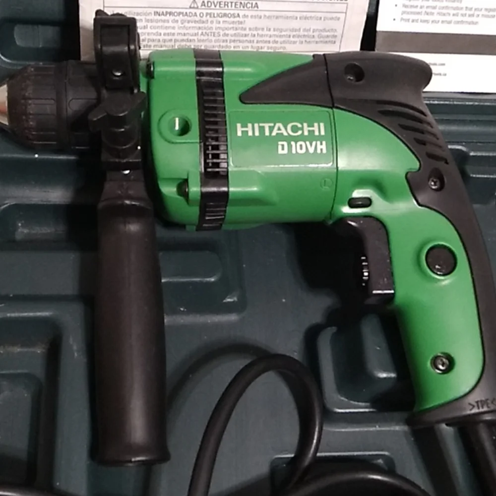 Hitachi Electric 3/8" Chuckless D 10VH Drill W/Side Handle & Crush Proof Case - Picture 3 of 7